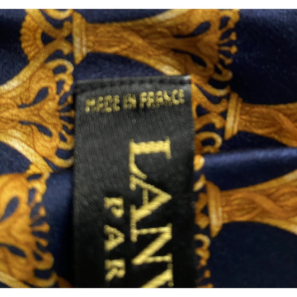 LANVIN Paris France Blue Gold Cup 🏆 Men's Silk Tie Old Money Quiet Luxury - Picture 6 of 6